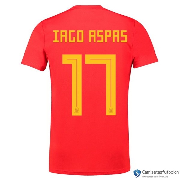 Camiseta Seleccion España Primera equipo Iago Aspas 2018 Rojo